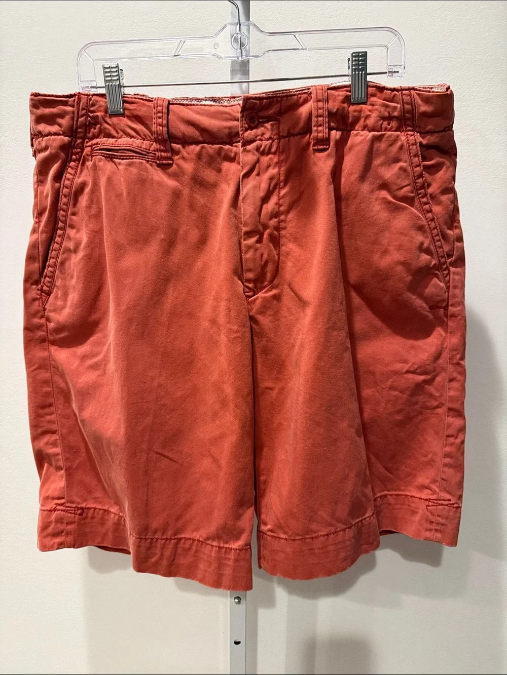 Polo by Ralph Lauren Men's Brick Red Flat Front Chino Shorts Cotton Size 36